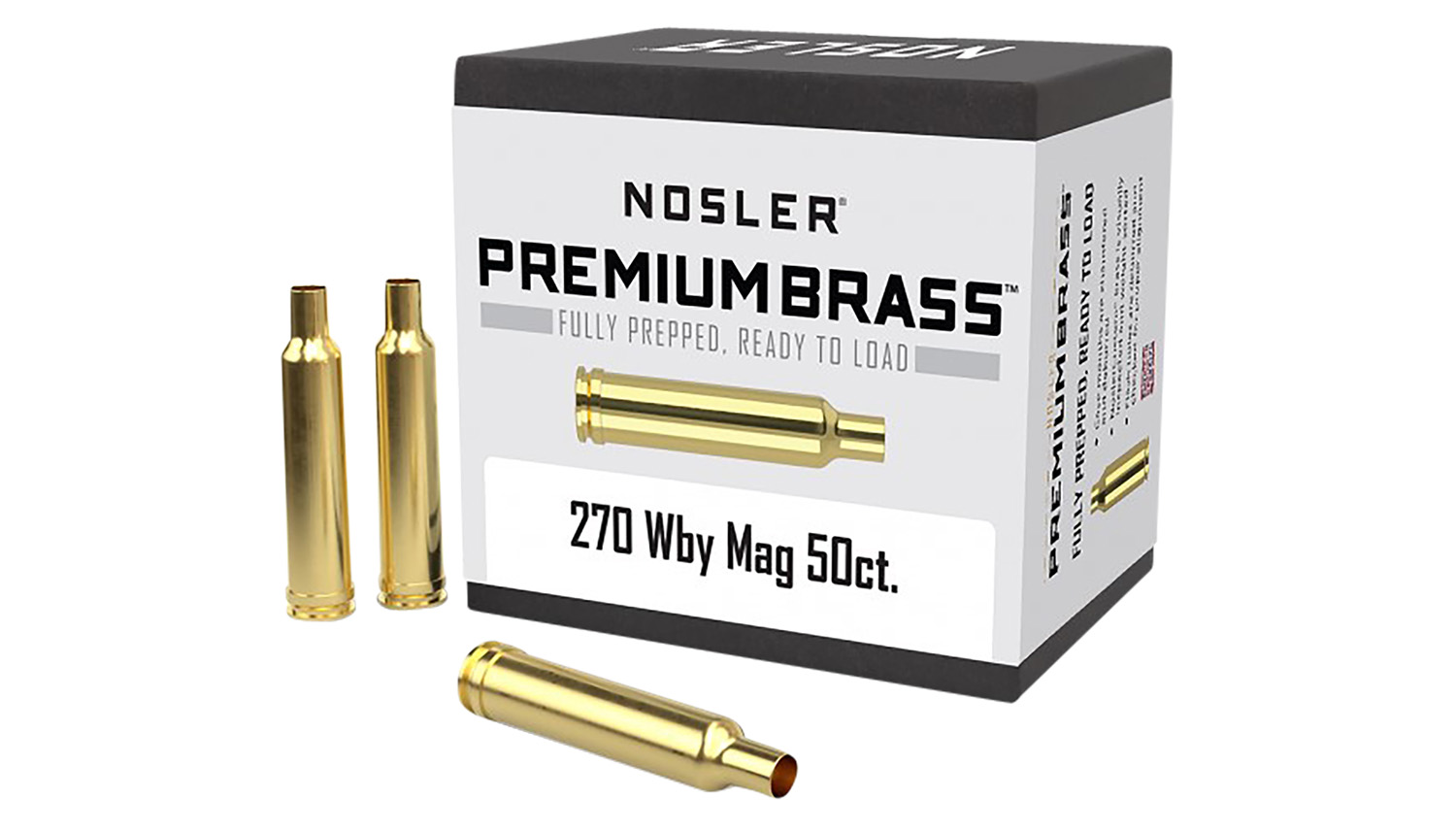 Nosler 10147 Premium Brass Unprimed Cases 270WthbyMag Rifle Brass 50/Box