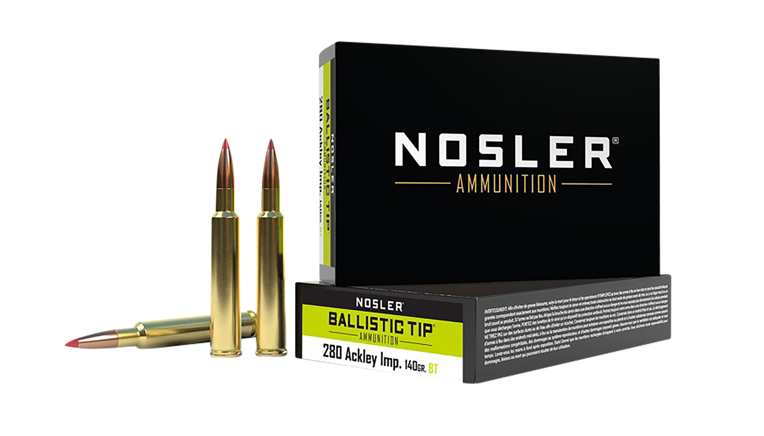 Nosler 43504 Ballistic Tip 280Ackley Improved 140gr Spitzer Ballistic Tip 20 Per Box/10 Case