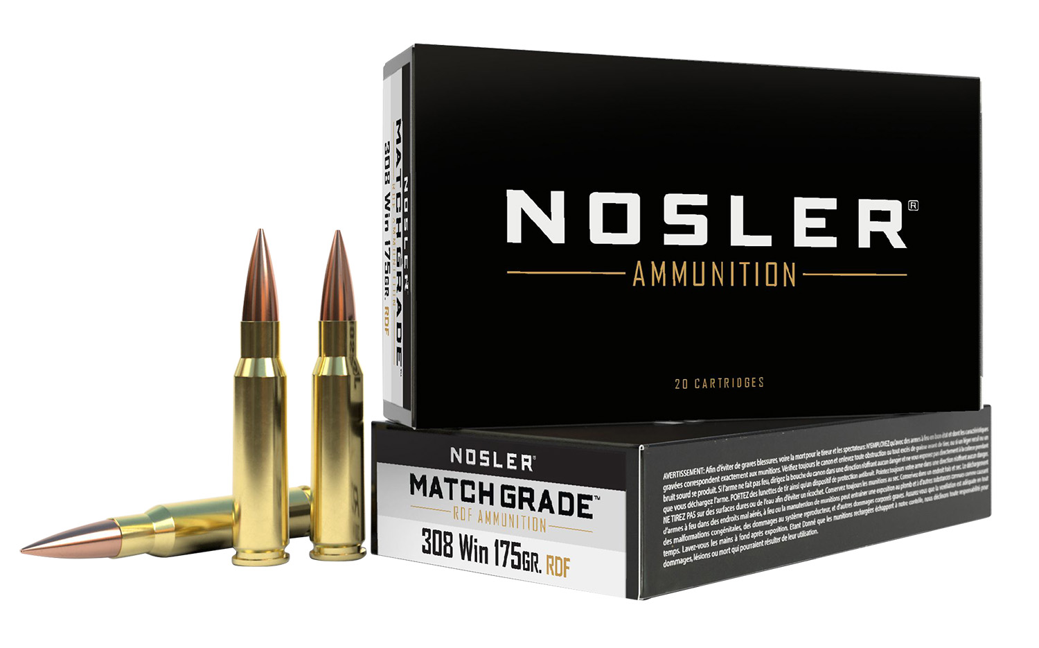 Nosler 60132 Match Grade RDF 308Win 175gr RDF Hollow Point Boat Tail 20 Per Box/10 Case