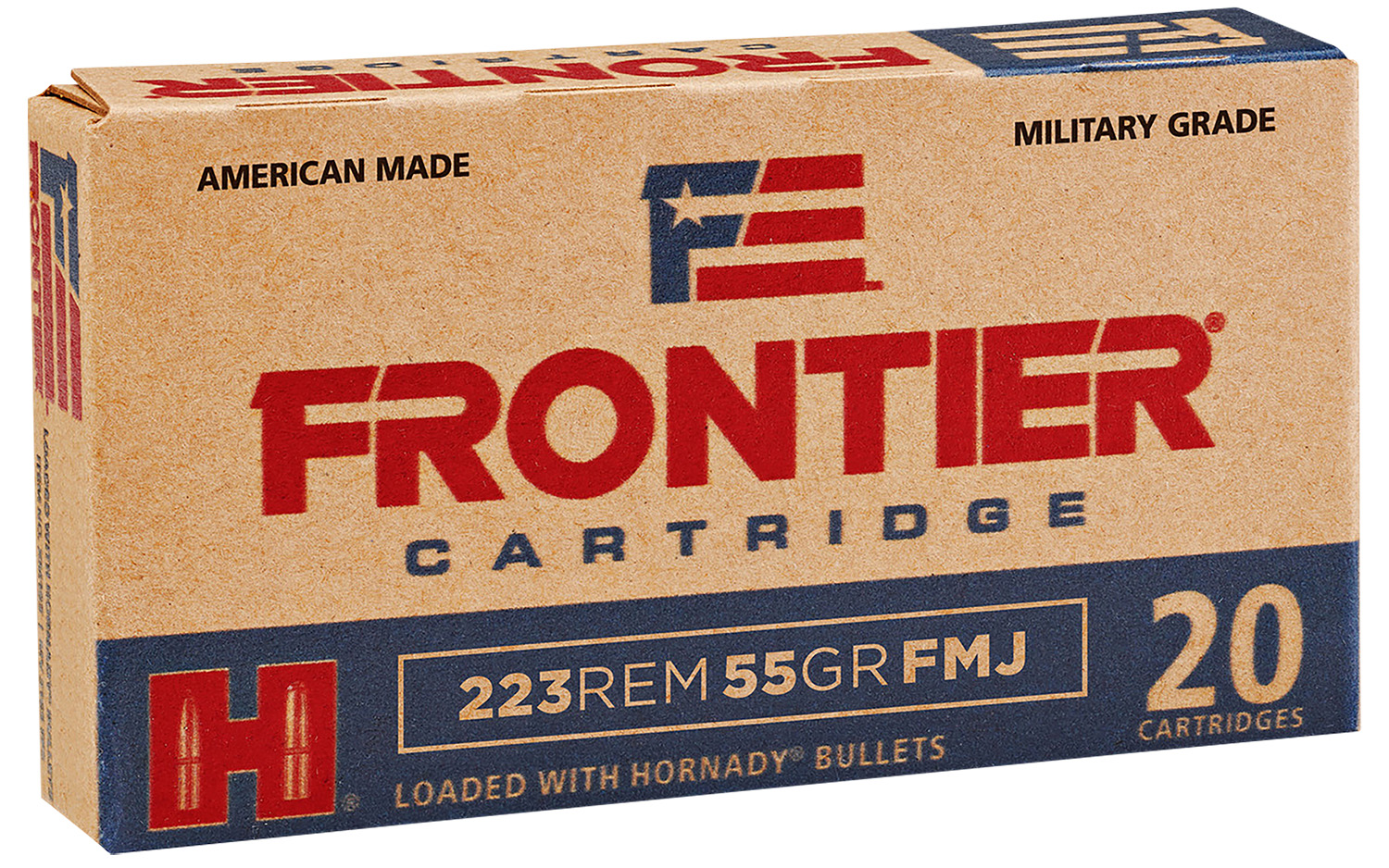 Frontier Cartridge FR100 Military Grade Varmint 223Rem 55gr Full Metal Jacket 20 Per Box/25 Case