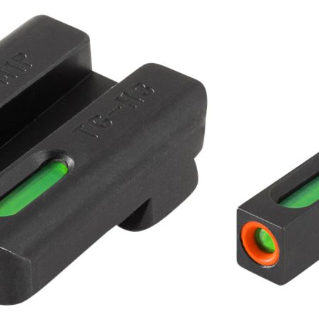TruGlo TG13SM1PC TFX Pro  Black | Green Tritium & Fiber Optic Orange Outline Front Sight Green Tritium & Fiber Optic Rear Sight