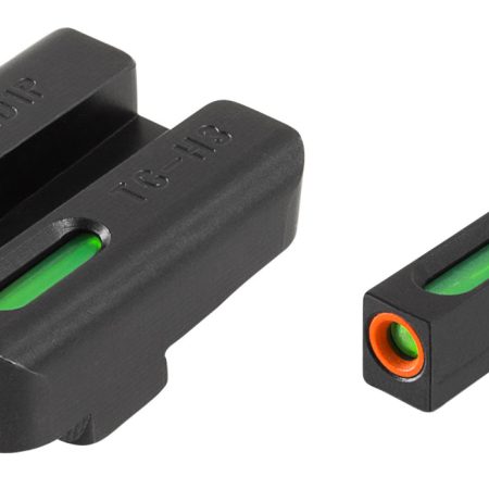 TruGlo TG13XD1PC TFX Pro Black | Green Tritium & Fiber Optic Orange Outline Front Sight Green Tritium & Fiber Optic Rear Sight