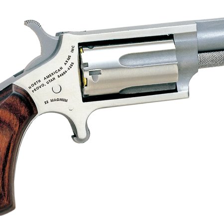 North American Arms 22M Mini-Revolver  22 WMR 5 Shot 1.63" Stainless Steel Barrel, Frame & Cylinder, Rosewood Grip Exposed Hammer