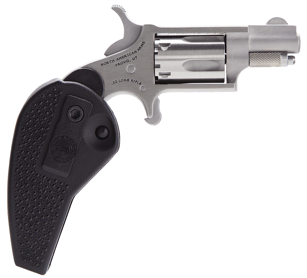 North American Arms 22LRHG Mini-Revolver 22 LR 5 Shot 1.13" Stainless Barrel, Frame & Cylinder, Black Synthetic Holster Grip, Exposed Hammer