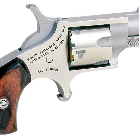 North American Arms 22S Mini-Revolver  22 Short 5rd 1.13" Barrel, Overall Stainless Steel Finish, Rosewood Birdshead Grip