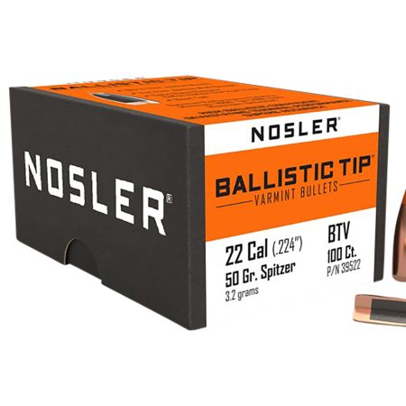 Nosler 39522 Ballistic Tip 22Cal 50gr Spitzer Point 100/Box