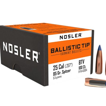 Nosler 43004 Ballistic Tip  25Cal 85gr Spitzer Point 100/Box