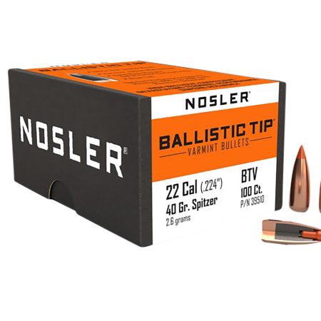 Nosler 39510 Ballistic Tip  22Cal 40gr Spitzer Point 100/Box