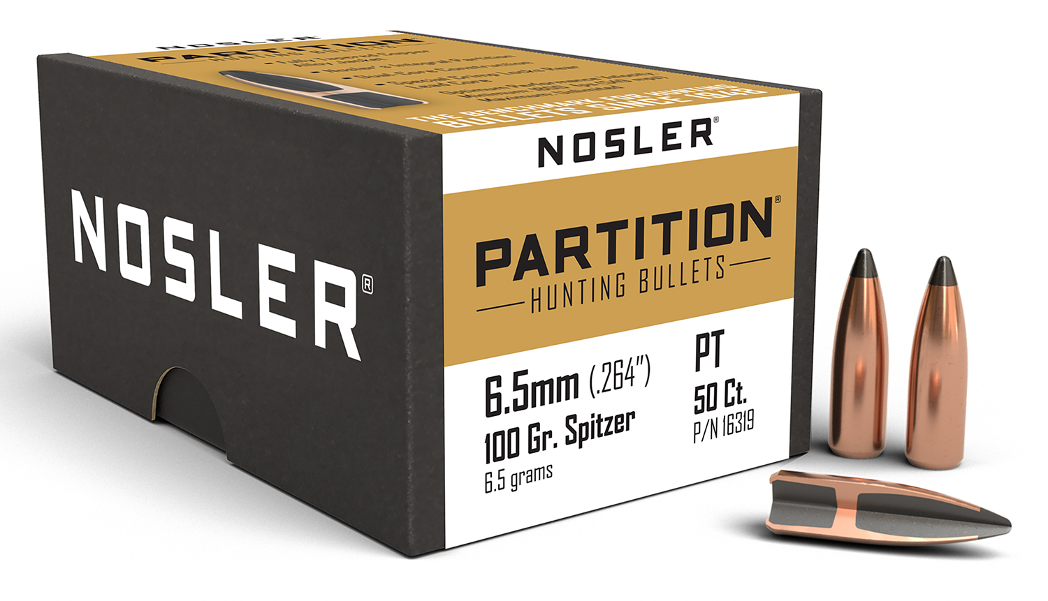 Nosler 16319 Partition 6.5 Creedmoor 100gr Partition Spitzer 50/Box