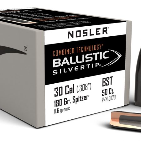 Nosler 51170 Ballistic Silvertip  30Cal 180gr Spitzer Point 50/Box