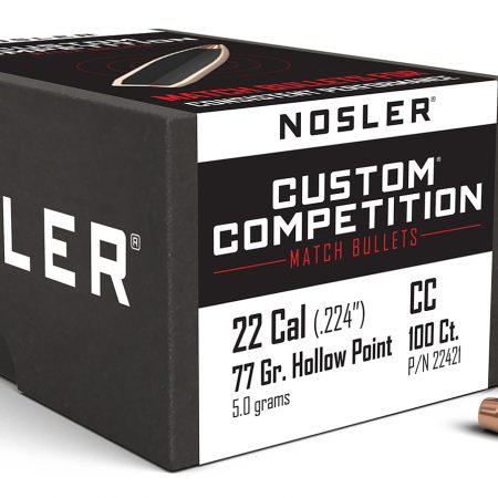 Nosler 22421 Custom Competition 22Cal 77gr Hollow Point Boat Tail 100/Box