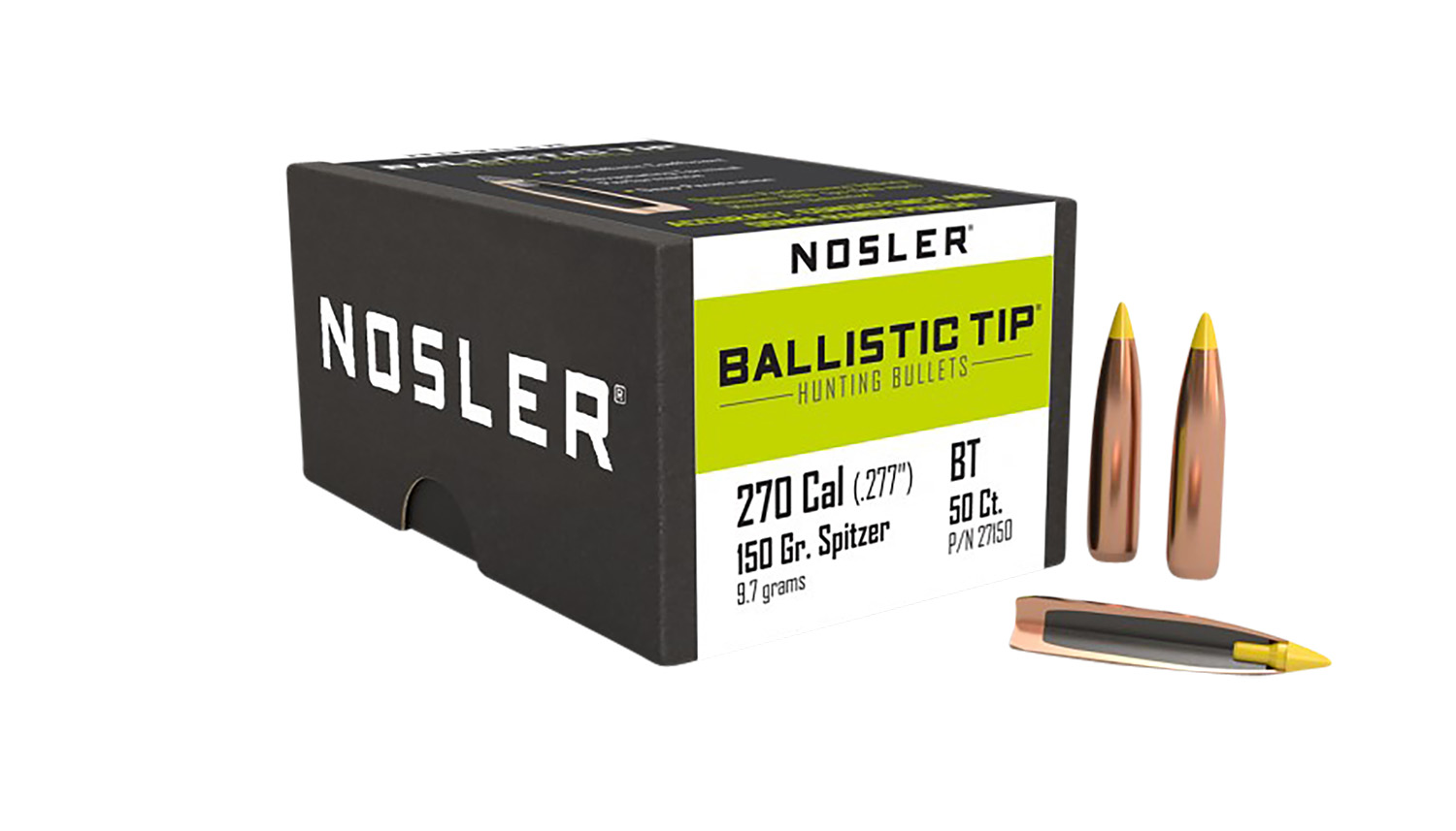 Nosler 27150 Ballistic Tip 270Caliber 150gr Spitzer 50/Box