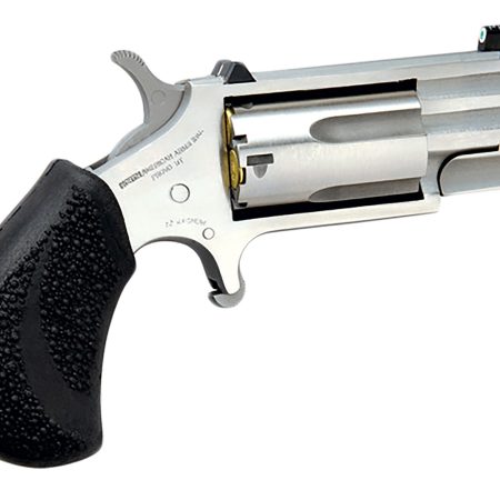 North American Arms PUGT Pug  22 WMR 5 Shot 1" Stainless Steel Barrel, Frame & Cylinder, Black Pebbled Rubber Grip, Exposed Hammer