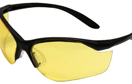 Howard Leight R01536 Uvex Vapor II Shooting Glasses Adult Amber Lens Anti-Fog Polycarbonate Black Frame