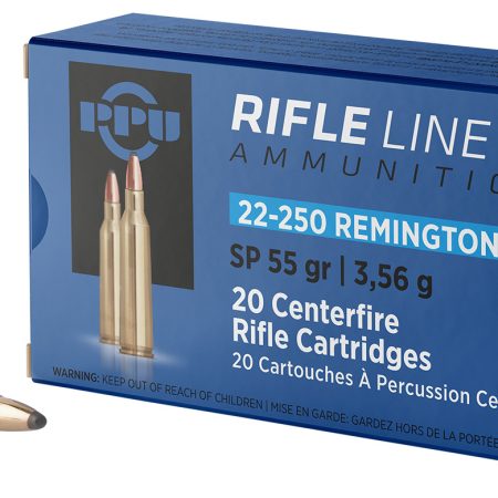 PPU PP22250 Standard Rifle  22-250Rem 55gr Soft Point 20 Per Box/10 Case