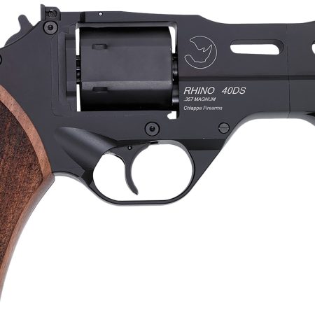 Chiappa Firearms CF340244 Rhino 40SAR 357 Mag 6 Shot 4" Black Anodized Steel Barrel, Blued Steel Cylinder, Black Anodized Aluminum Frame & Barrel Shroud, Picatinny Accessory Rail, Walnut Grip