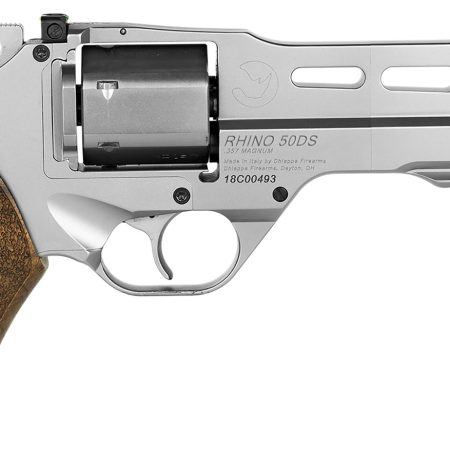 Chiappa Firearms CF340247 Rhino 50SAR *CA Compliant 357 Mag 6 Shot 5" Nickel-Plated Steel Barrel & Cylinder, Nickel-Plated Aluminum Frame & Barrel Shroud, Picatinny Rail, Walnut Grip