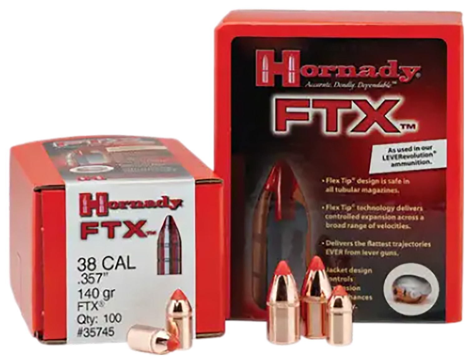Hornady 50102 FTX 50 Cal .500 300 gr Flex Tip eXpanding 50 Per Box/ 25 Case