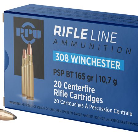PPU PP3082 Standard Rifle  308Win 165gr Pointed Soft Point Boat Tail 20 Per Box/10 Case