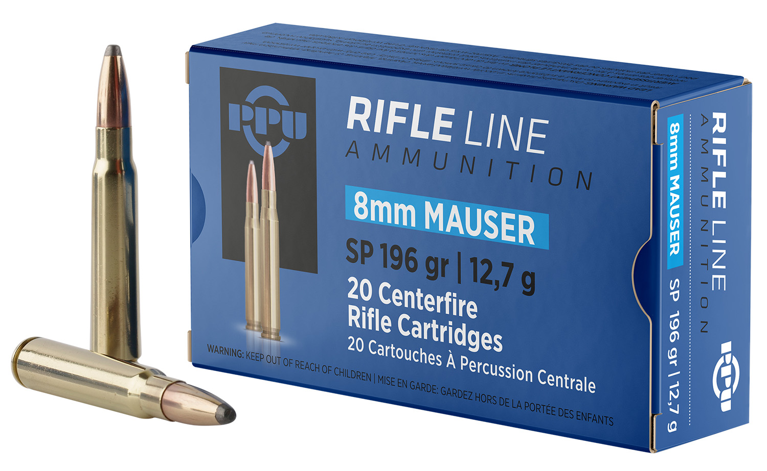 PPU PP8S Metric Rifle 8mmMauser 196gr Soft Point 20 Per Box/10 Case