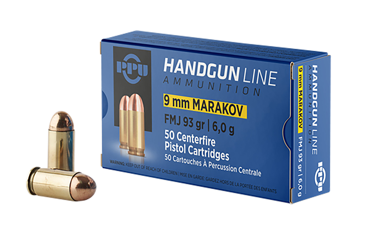 PPU PPH9MF Handgun 9x18Makarov 93gr Full Metal Jacket 50 Per Box/20 Case