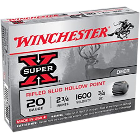Winchester Ammo X20RSM5VP Super X 20Gauge 2.75" 3/4oz Rifled Slug Shot 15 Per Box/10 Case