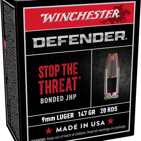 Winchester Ammo S9MMPDB1 Defender 9mmLuger 147gr Bonded Jacket Hollow Point 20 Per Box/10 Case