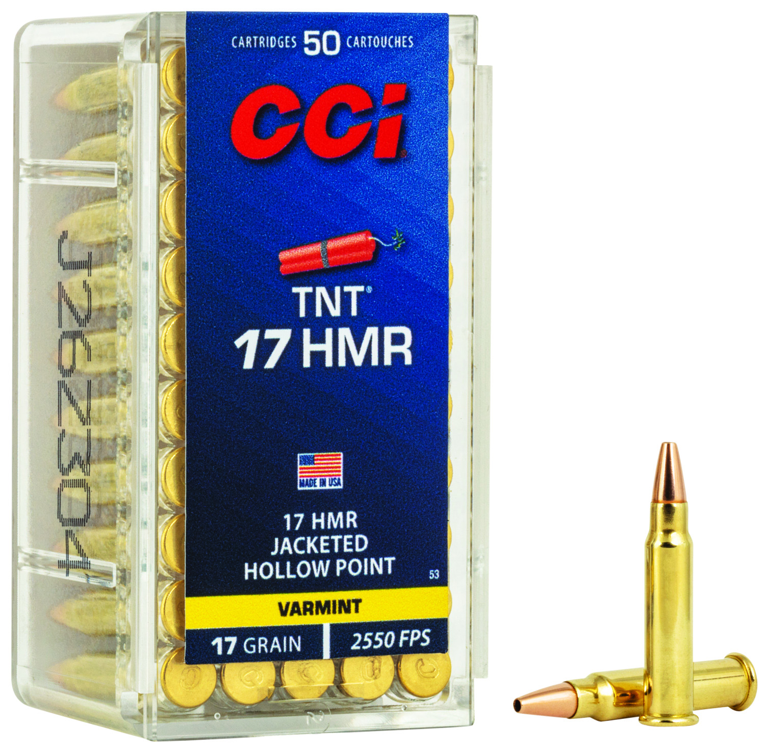 CCI 0053 TNT 17HMR 17gr Jacketeded Hollow Point 50 Per Box/40 Case