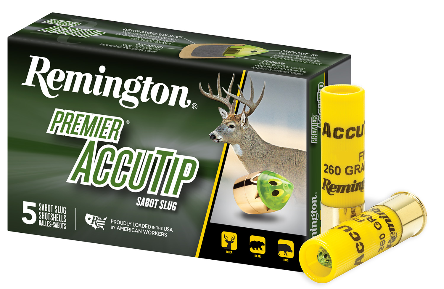 Remington Ammunition 20498 Premier AccuTip 20 Gauge 3" Sabot Slug Shot 5 Per Box/ 20 Cs