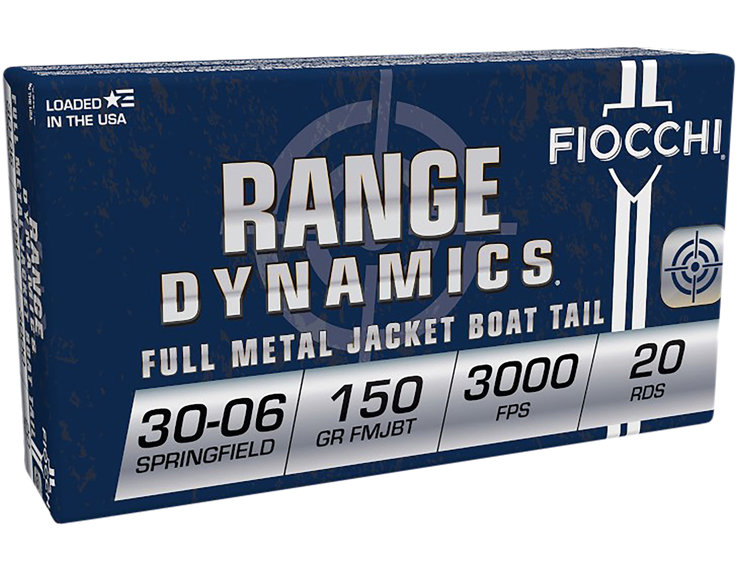 Fiocchi 3006A Range Dynamics 30-06Springfield 150gr Full Metal Jacket Boat Tail 20 Per Box/10 Case