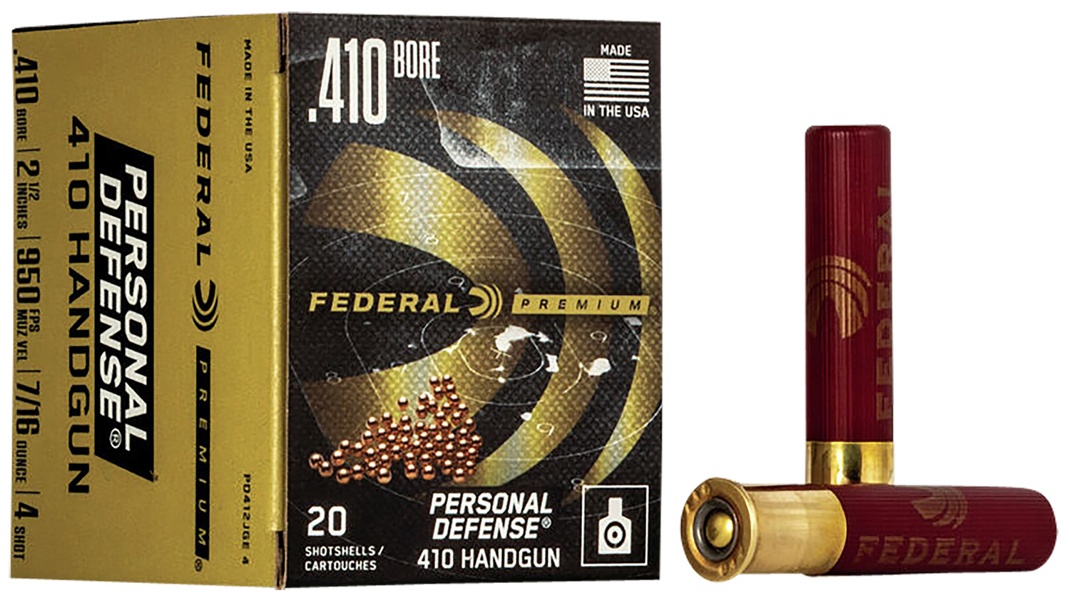 Federal PD412JGE4 Premium Personal Defense 410 Gauge 2.50" 4 Shot 7/16oz 20 Per Box/10 Case
