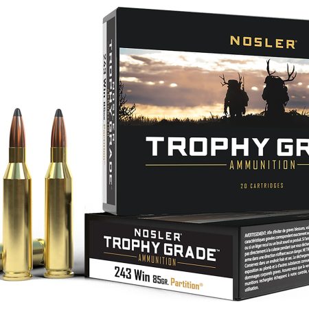Nosler 60002 Trophy Grade 243Win 85gr Nosler Spitzer Partition 20 Per Box/10 Case