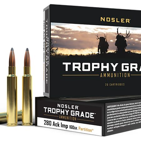 Nosler 60044 Trophy Grade  280Ackley Improved 160gr Nosler Spitzer Partition 20 Per Box/10 Case