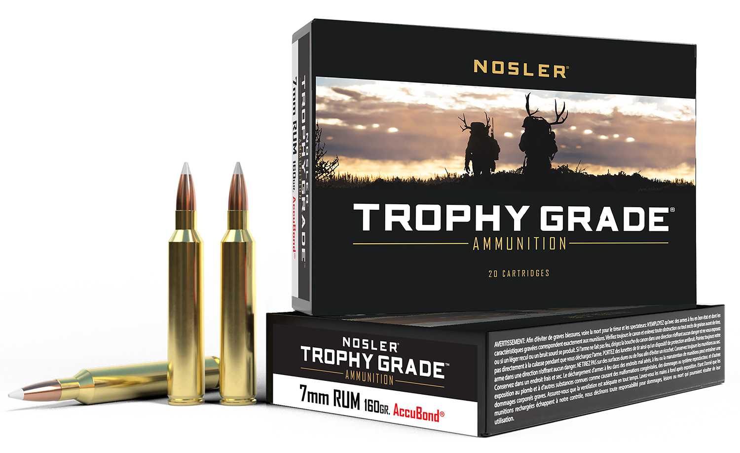 Nosler 60048 Trophy Grade 7mmRUM 160gr Nosler Spitzer Partition 20 Per Box/10 Case