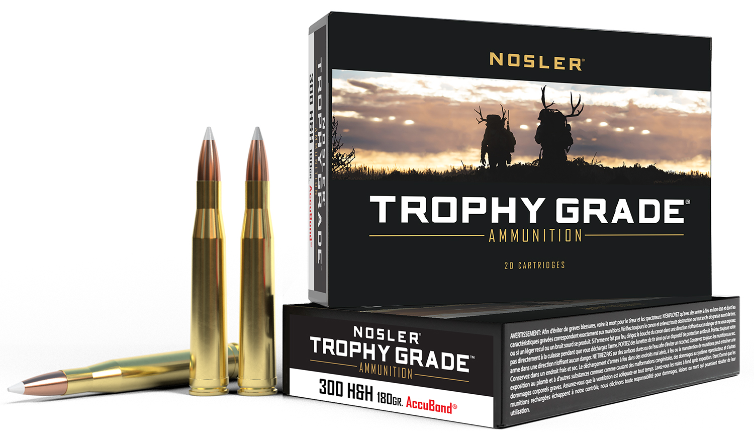 Nosler 60060 Trophy Grade 300H&HMag 180gr Nosler AccuBond 20 Per Box/10 Case
