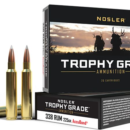 Nosler 60083 Trophy Grade  338RUM 225gr Nosler AccuBond 20 Per Box/10 Case