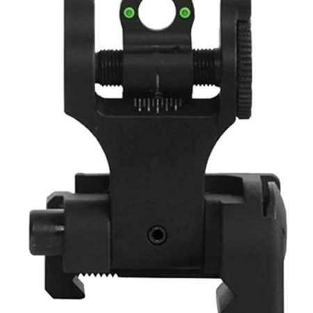 Troy Ind SSIGFBSRTBT00 Tritium Rear Folding BattleSight Round  Black Hardcoat Anodized for AR-15