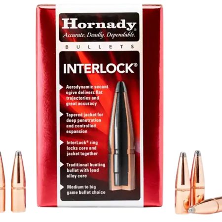 Hornady 3090 InterLock  30 Cal .308 220 gr Round Nose 100 Per Box/ 15 Case