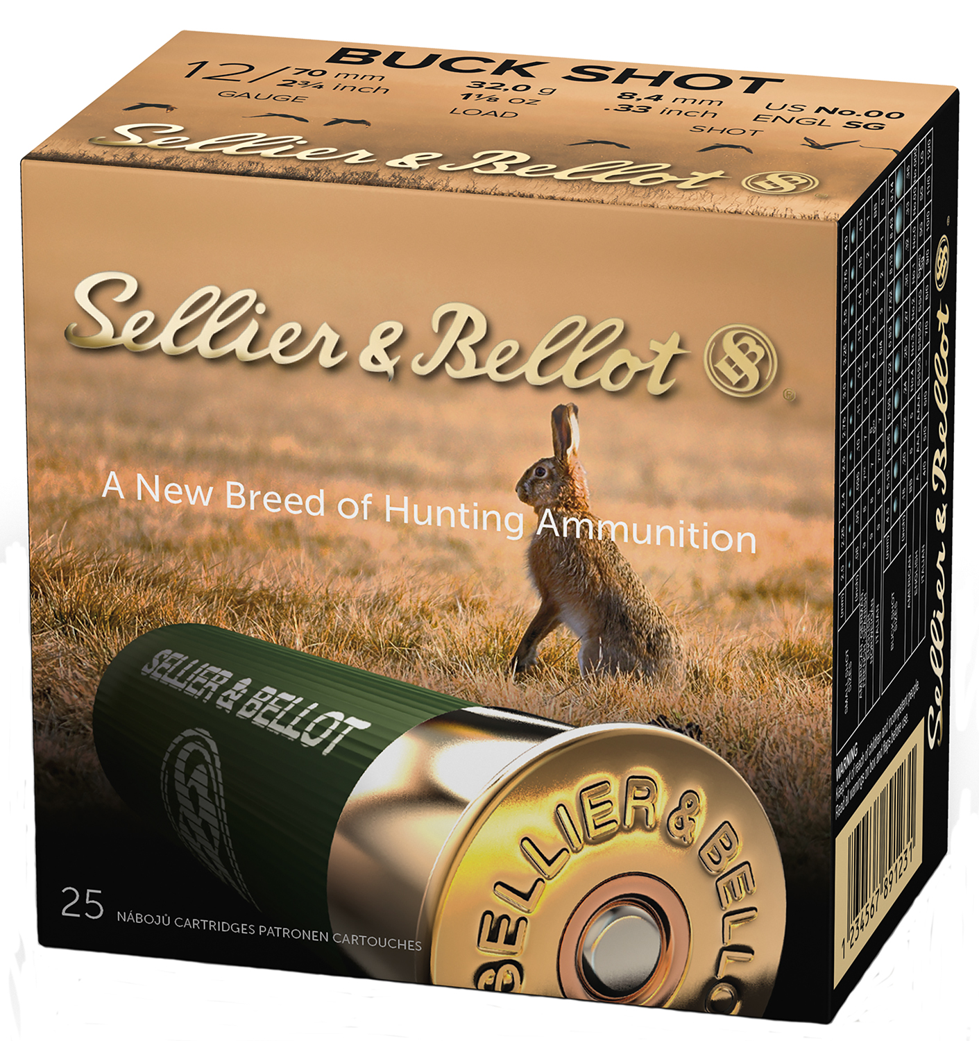 Sellier & Bellot SB12BSG Hunting 12Gauge 2.75" 9Pellets 1 1/8oz 00Buck Shot 25 Box/10 Case