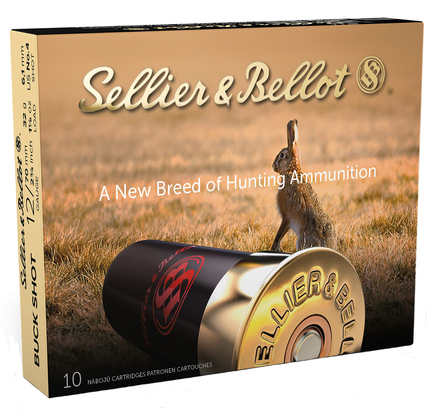 Sellier & Bellot SB12BSH Hunting 12Gauge 2.75" 21Pellets 1 1/8oz 4Buck Shot 10 Box/25 Case