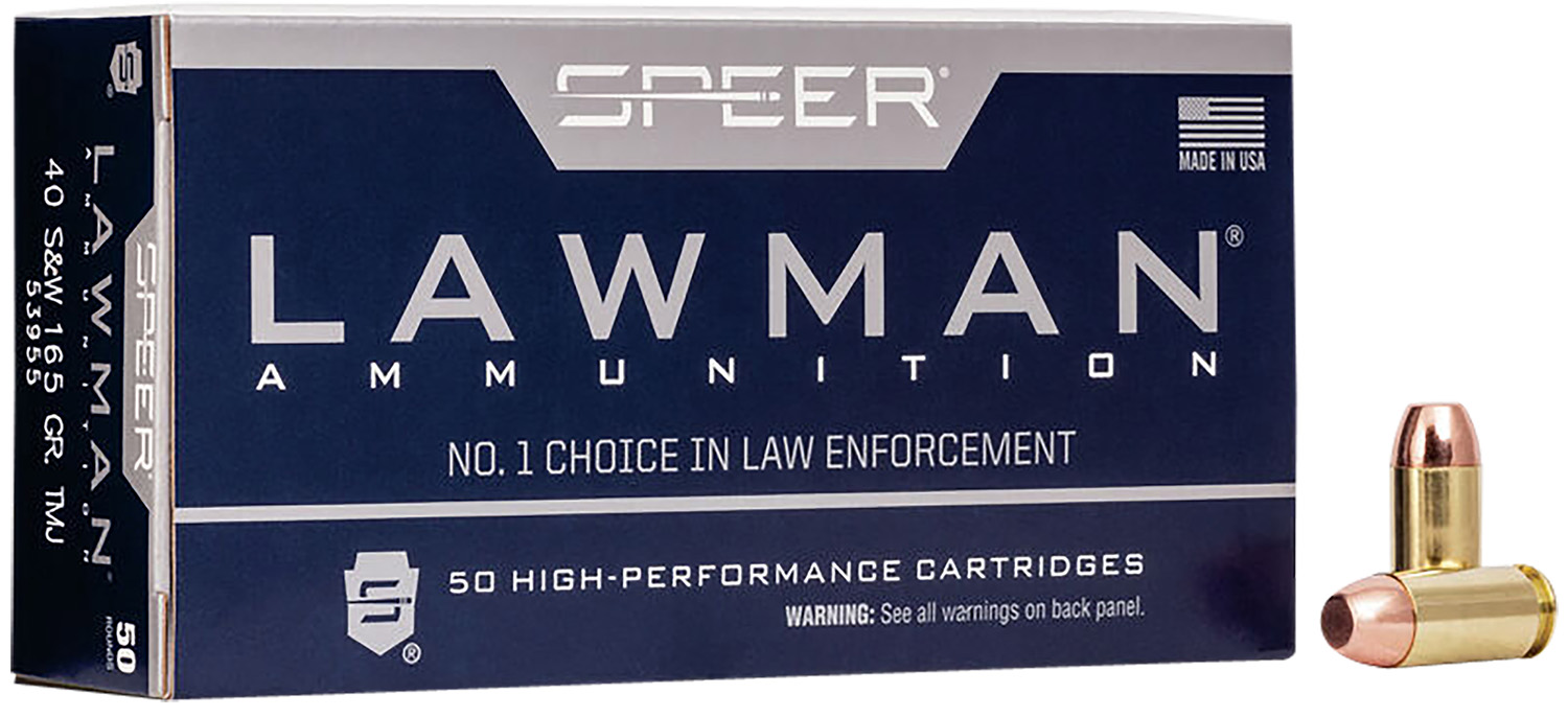 Speer 53955 Lawman 40S&W 165gr Total Metal Jacket Flat Nose 50 Per Box/20 Case