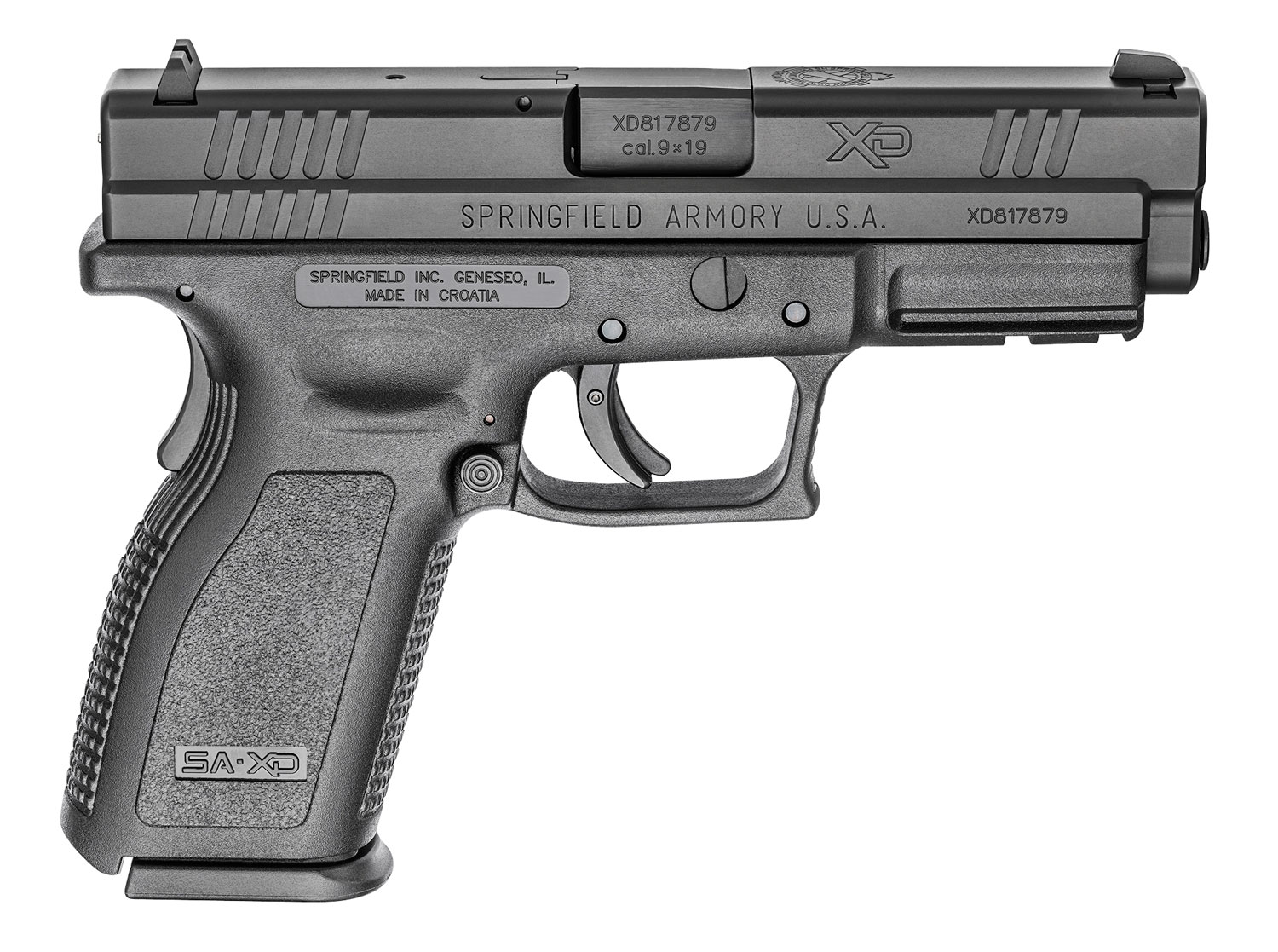 Springfield Armory XD9101 XD Service *CA Compliant 9mm Luger 10+1 4" Black Melonite Steel Barrel & Serrated Slide, Black Polymer Frame w/Picatinny Rail, Black Polymer Grip