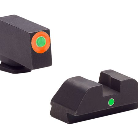 AmeriGlo GL205 i-Dot Sight  Set for Glock  Green Tritium Orange Outline Front Sight-Green Tritium Rear Sight