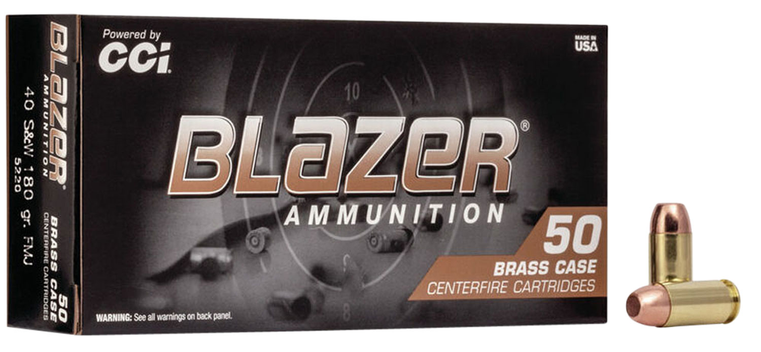 CCI 5220 Blazer Brass Handgun 40S&W 180gr Full Metal Jacket 50 Per Box