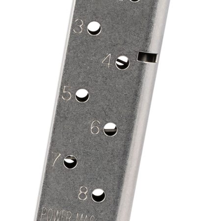 CMC Products 12131 Power Mag Plus 8rd 45 ACP Fits 1911 Government Stainless Steel w/ Black Base Pad