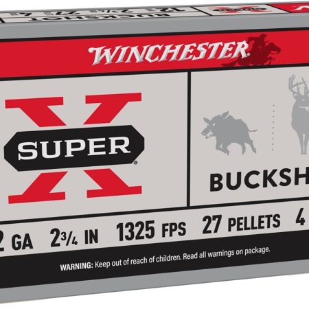 Winchester Ammo XB124 Super X 12Gauge 2.75" 27Pellets 4Buck Shot 5 Per Box/50 Case