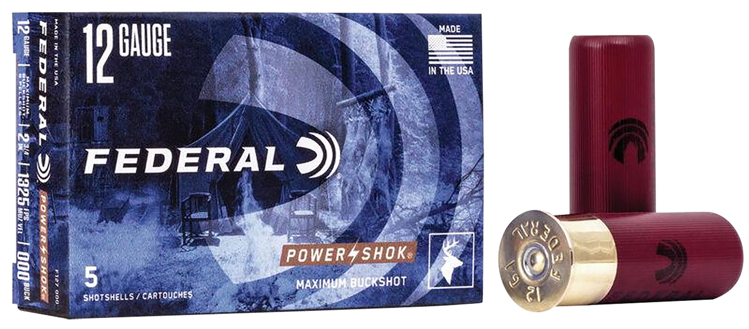 Federal F127000 Power-Shok Magnum 12Gauge 2.75" 8Pellets 000BuckShot 5 Per Box/50 Case