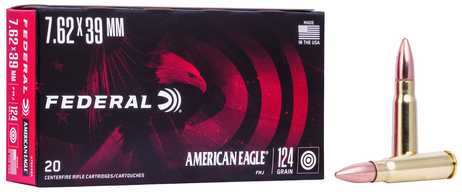 Federal A76239A American Eagle Rifle 7.62x39mm 124gr Full Metal Jacket 20 Per Box/25 Case