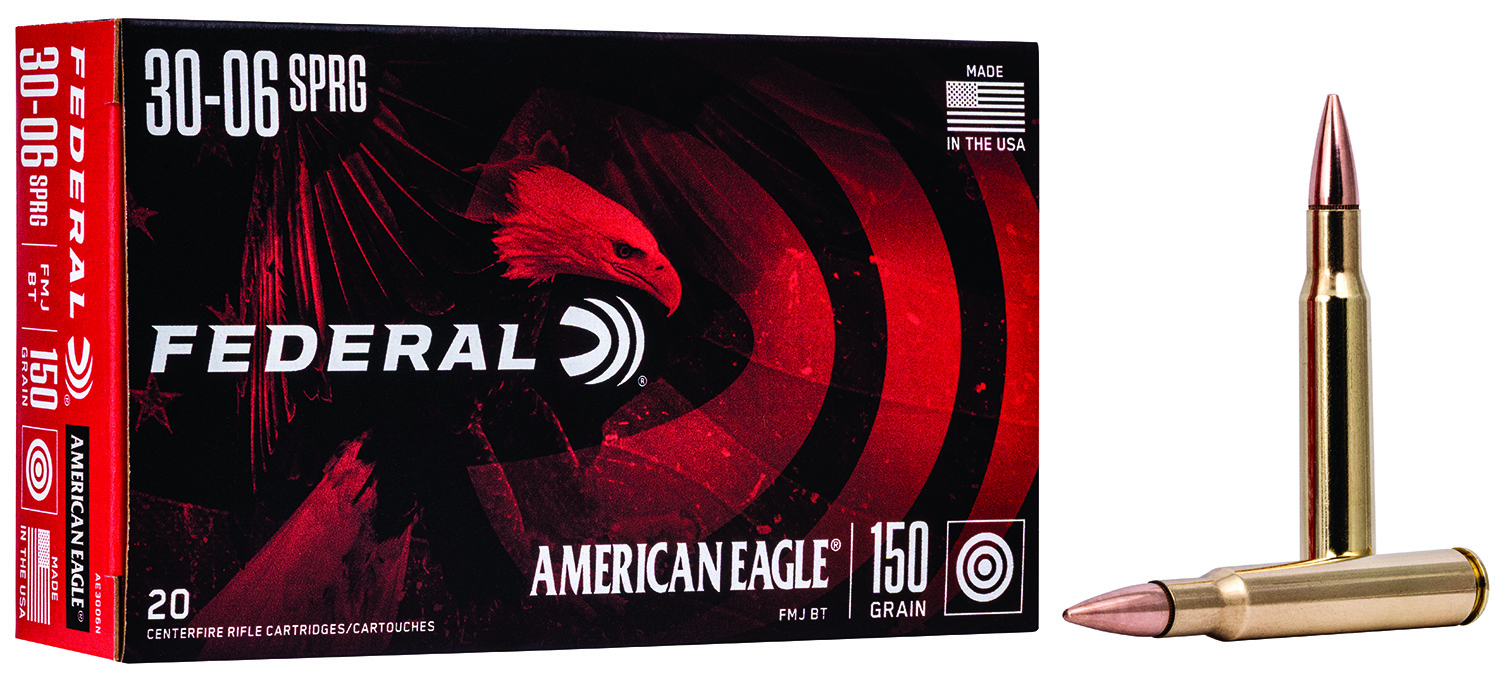Federal AE3006N American Eagle Rifle 30-06Springfield 150gr Full Metal Jacket Boat Tail 20 Per Box/25 Case