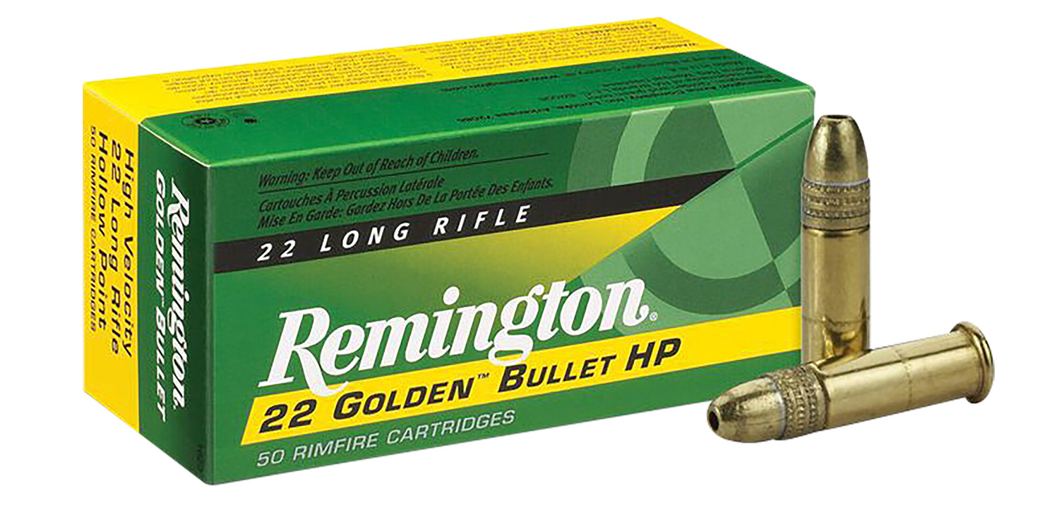 Remington Ammunition 21008 Golden Bullet Rimfire 22LR 36gr Plated Hollow Point 50 Per Box/100 Case